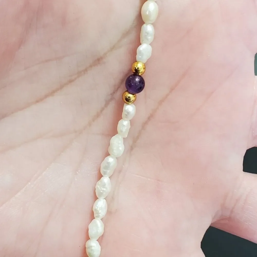 *Sale* Child's seed pearl and amethyst bracelet 7